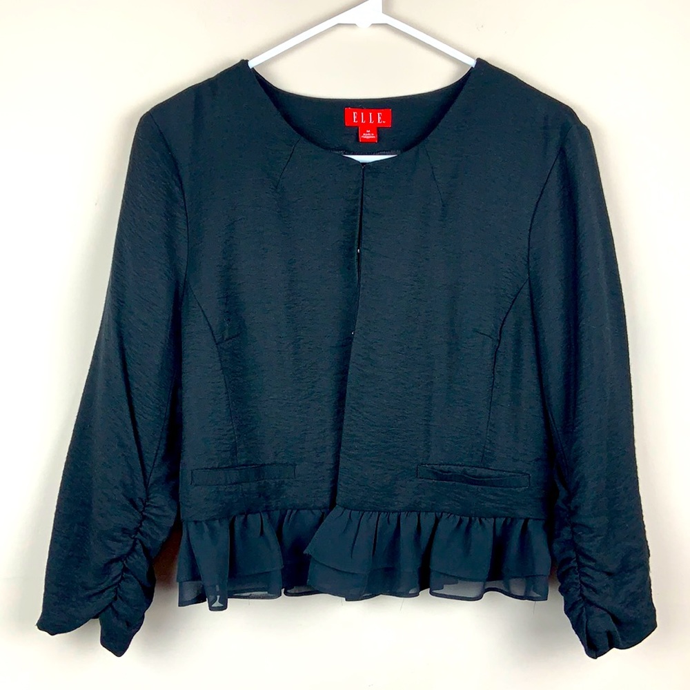 ELLE Ruffled Trim long sleeve jacket/blazer Size Medium